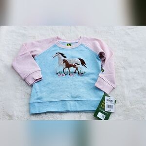 John Deere Pink and Blue Horse Sweatshirt Size 2T
